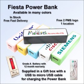Fiesta Power Bank - 2600 mAh with Logo  Fiesta Power Bank - 2600 mAh with Logo