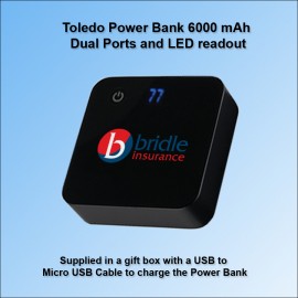 Custom Dual Port Toledo Power Bank 6000 mAh