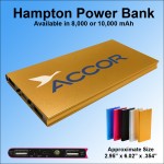 Logo Branded Hampton Power Bank with LED Light 10000 mAh - Gold