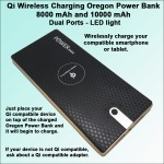 Logo Branded Qi Wireless Charging Oregon Power Bank 10000 mAh