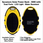 Sycamore Solar Power Bank 3000 mAh - Yellow with Logo