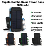 Tupelo Combo Solar Power Bank 8000 mAh - Blue with Logo