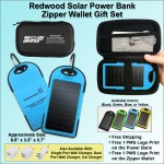 Promotional Redwood Solar Power Bank Zipper Wallet Gift Set 3000 mAh - Blue