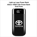 Logo Branded Albion Light Up Logo Power Bank, 10000 mAh, Dual Ports 10000 mAh