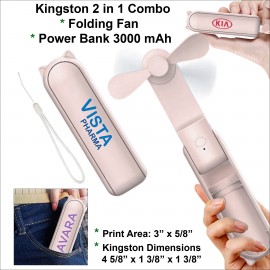 Kingston Folding Power Bank & Multi Speed Fan Combo 3000 mAh with Logo