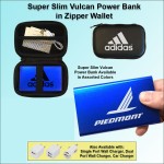 Custom 3000mAh Super Slim Vulcan Power Bank w/Zipper Wallet Gift Set - Dark Blue