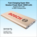 Fast Charging Super Slim Newton Power Bank USB C 10,000 mAh - Gold with Logo