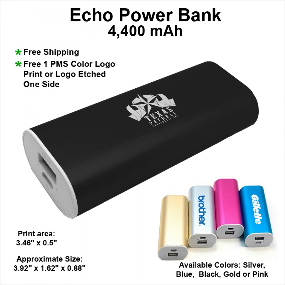Echo Power Bank 4400 mAh - Black with Logo