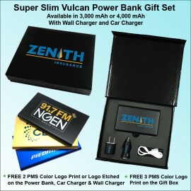 Personalized Super Slim Vulcan Power Bank Gift Set Black - 3000 mAh