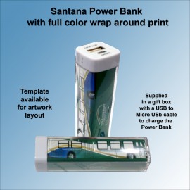 Santana Full Color Insert Power Bank - 1800 mAh No Extra Tariff with Logo