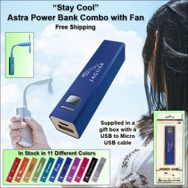 Personalized 1800 mAh Astra Power Bank Combo w/Fan