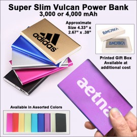 Logo Branded Super Slim Vulcan Power Bank 4000 mAh - Purple  Logo Branded Super Slim Vulcan Power Bank 4000 mAh - Purple