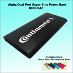 Alpha Dual Port Super Slim Power Bank 8000 mAh - Black with Logo