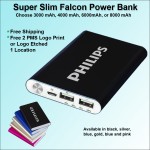Super Slim Falcon Power Bank 6000 mAh - Black with Logo