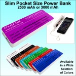 Pocket Size Power Bank 3000 mAh - Purple with Logo