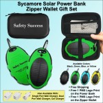 Sycamore Solar Power Bank Zipper Wallet Gift Set 5000 mAh - Green with Logo