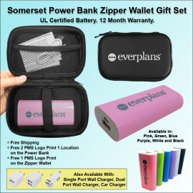 Promotional Somerset Power Bank Zipper Wallet Gift Set 4400 mAh - Purple