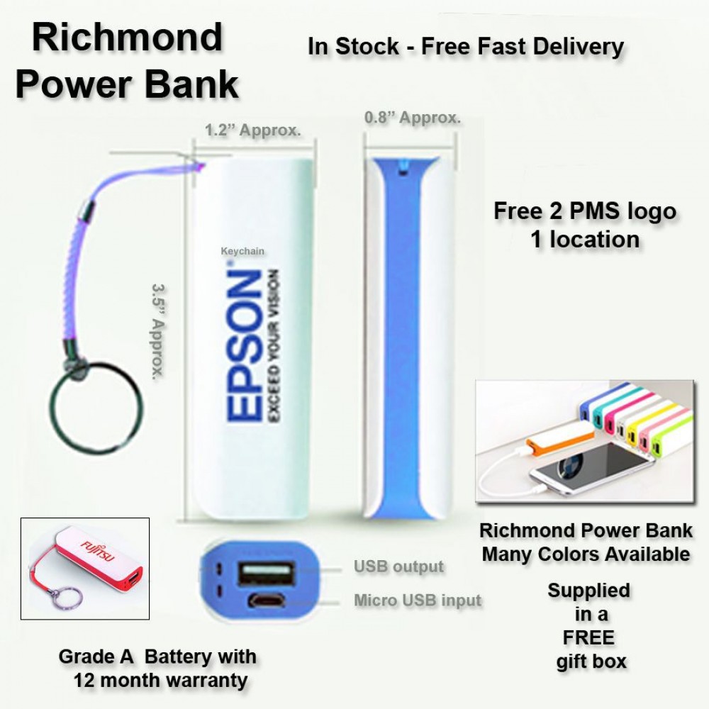 Richmond Power Bank 3000 mAh with Logo