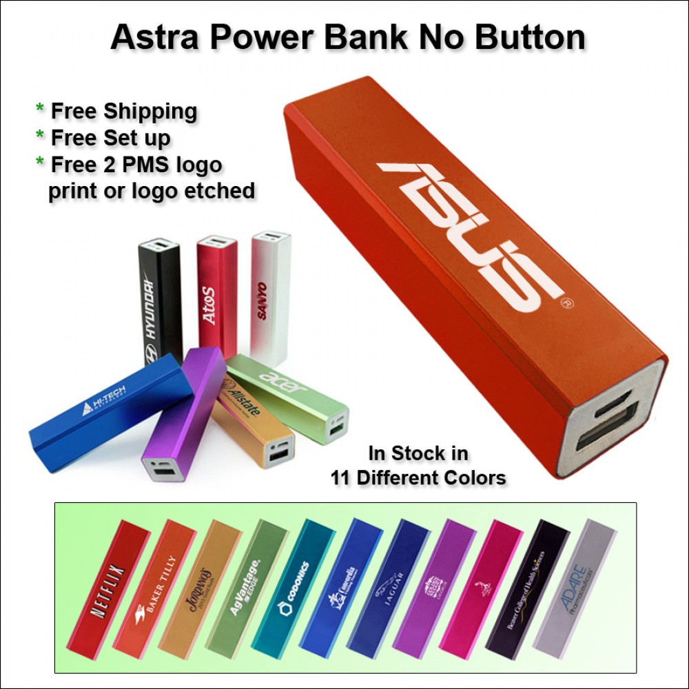 Customized Astra No Button Power Bank - 1800 mAh - Orange