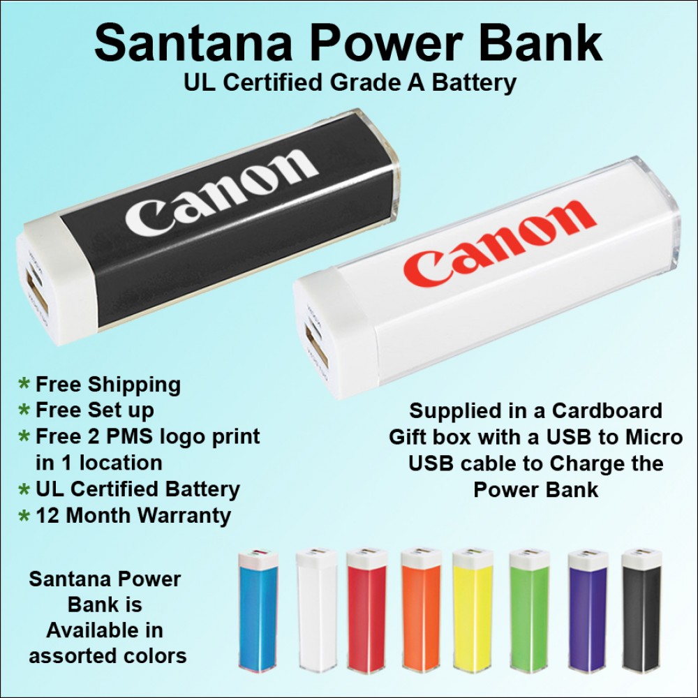 Santana Power Bank - 2000 mAh with Logo