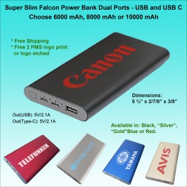 Promotional Super Slim Falcon Power Bank 10000 mAh - Blue