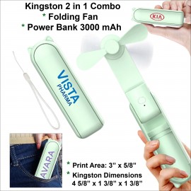 Kingston Folding Power Bank & Multi Speed Fan Combo 3000 mAh with Logo