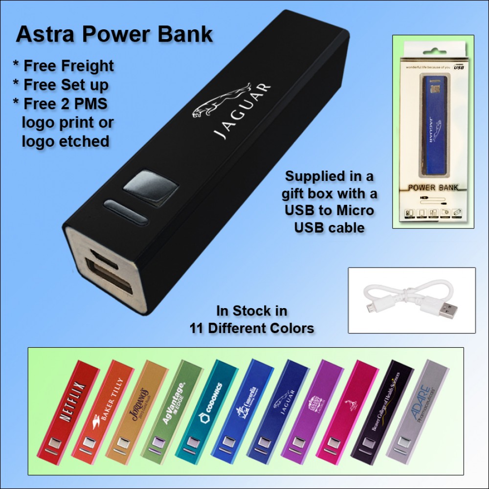 Astra Power Bank 3000 mAh - Black with Logo Astra Power Bank 3000 mAh - Black with Logo