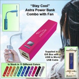 Pink 1800 mAh Astra Power Bank Combo w/Fan with Logo