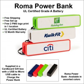 Personalized Roma Power Bank - 1800 mAh No Extra Tariff