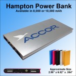 Hampton Power Bank with LED Light 8000 mAh - Silver with Logo
