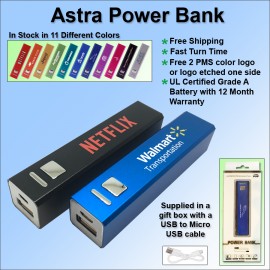 Logo Branded Astra Power Bank 2600 mAh No Extra Tariff