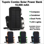 Tupelo Combo Solar Power Bank 10000 mAh - Black with Logo