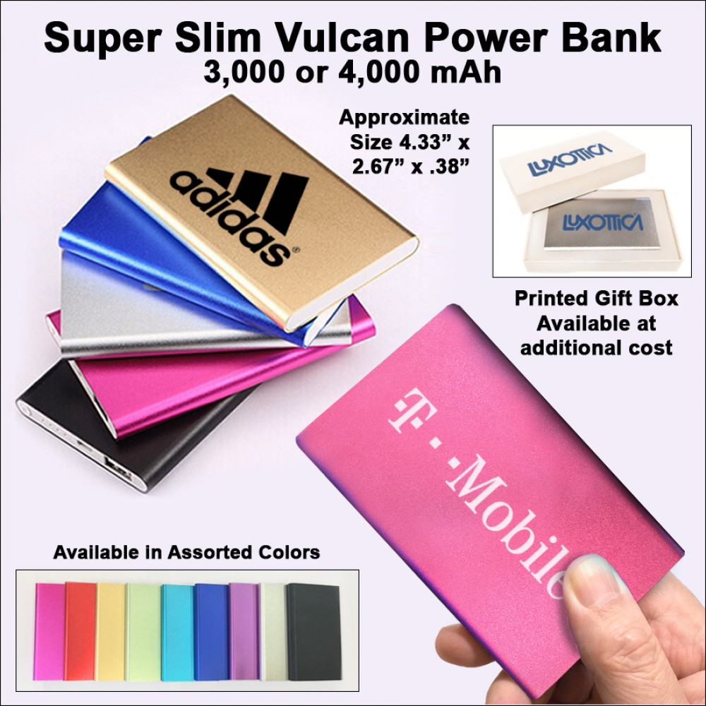 Customized Super Slim Vulcan Power Bank 4000 mAh - Pink