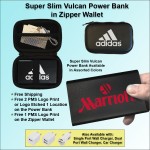 Super Slim Vulcan Power Bank Zipper Wallet Gift Set 4000 mAh - Black with Logo