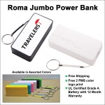 Logo Branded 4000 mAh Roma Jumbo Power Bank -