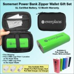 Somerset Power Bank Zipper Wallet Gift Set 4400 mAh - Green with Logo