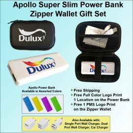 Customized Apollo Super Slim Power Bank Zipper Wallet Gift Set - 2500 mAh  Customized Apollo Super Slim Power Bank Zipper Wallet Gift Set - 2500 mAh