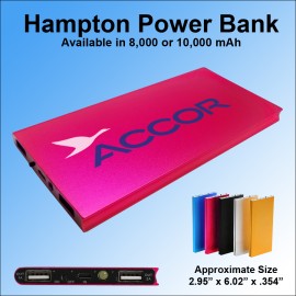 Personalized Hampton Power Bank with LED Light 10000 mAh - Pink