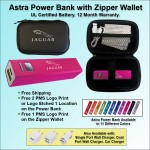 Logo Branded Astra Power Bank Gift Set in Zipper Wallet 2800 mAh - Pink