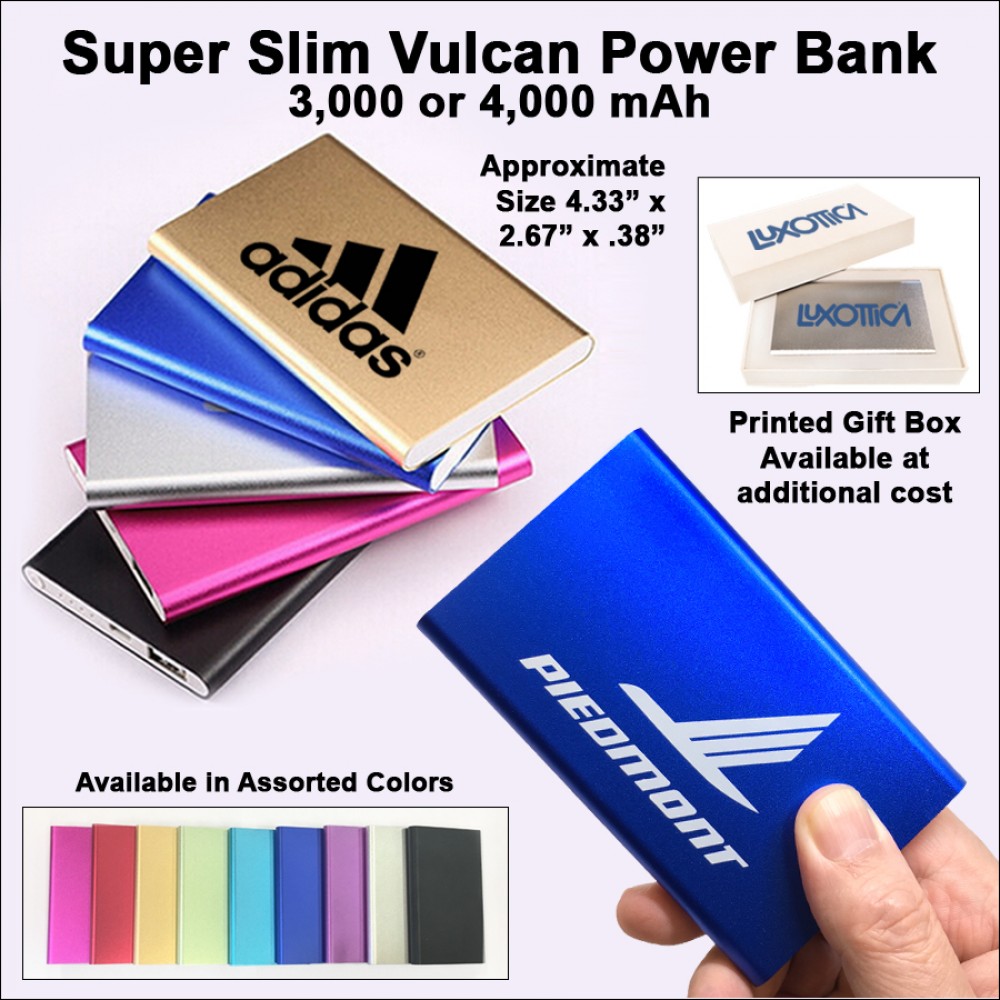 Customized Super Slim Vulcan Power Bank 3000 mAh - Dark Blue