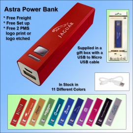 Astra Power Bank 2200 mAh - Red with Logo  Astra Power Bank 2200 mAh - Red with Logo