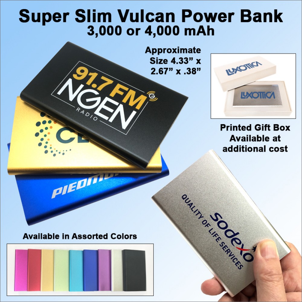 Custom Super Slim Vulcan Power Bank 4000 mAh