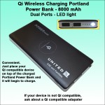 Qi Wireless Charging Portland Power Bank 8000 mAh - Black with Logo