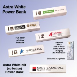 Astra White Power Bank 3000 mAh with Logo