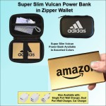 Personalized 3000mAh Super Slim Vulcan Power Bank w/Zipper Wallet Gift Set - Gold