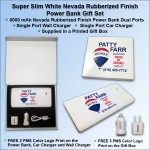 Logo Branded Super Slim Nevada Rubberized Finish Power Bank Gift Set - 8000 mAh - White