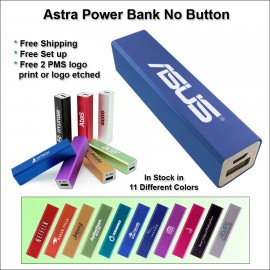 Astra No Button Power Bank - 2800 mAh - Light Blue with Logo  Astra No Button Power Bank - 2800 mAh - Light Blue with Logo