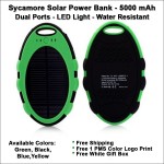 Customized Sycamore Solar Power Bank 5000 mAh - Green
