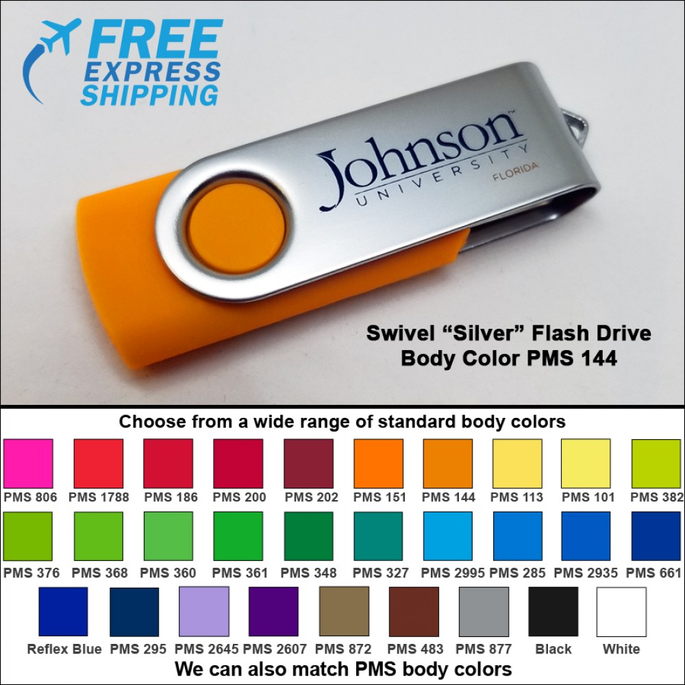 Swivel Flash Drive - 4 GB Memory - Body PMS 144 with Logo