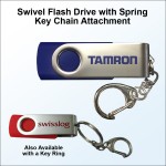 Promotional 16 GB Swivel Flash Drive w/Spring Key Chain Attachment